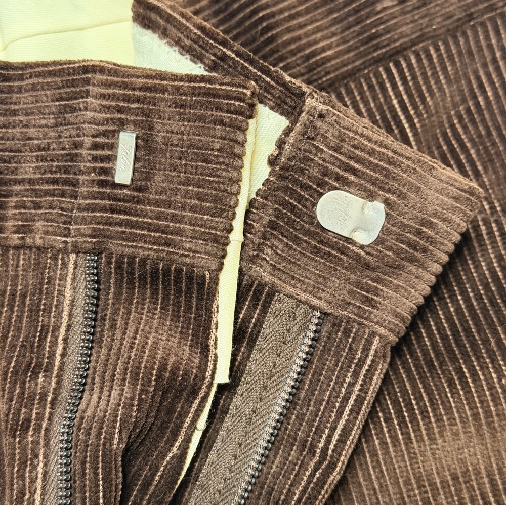Vintage 1970s Brown Corduroy Pants Straight Leg Scovill Zipper Size 34x30 - Picture 13 of 14